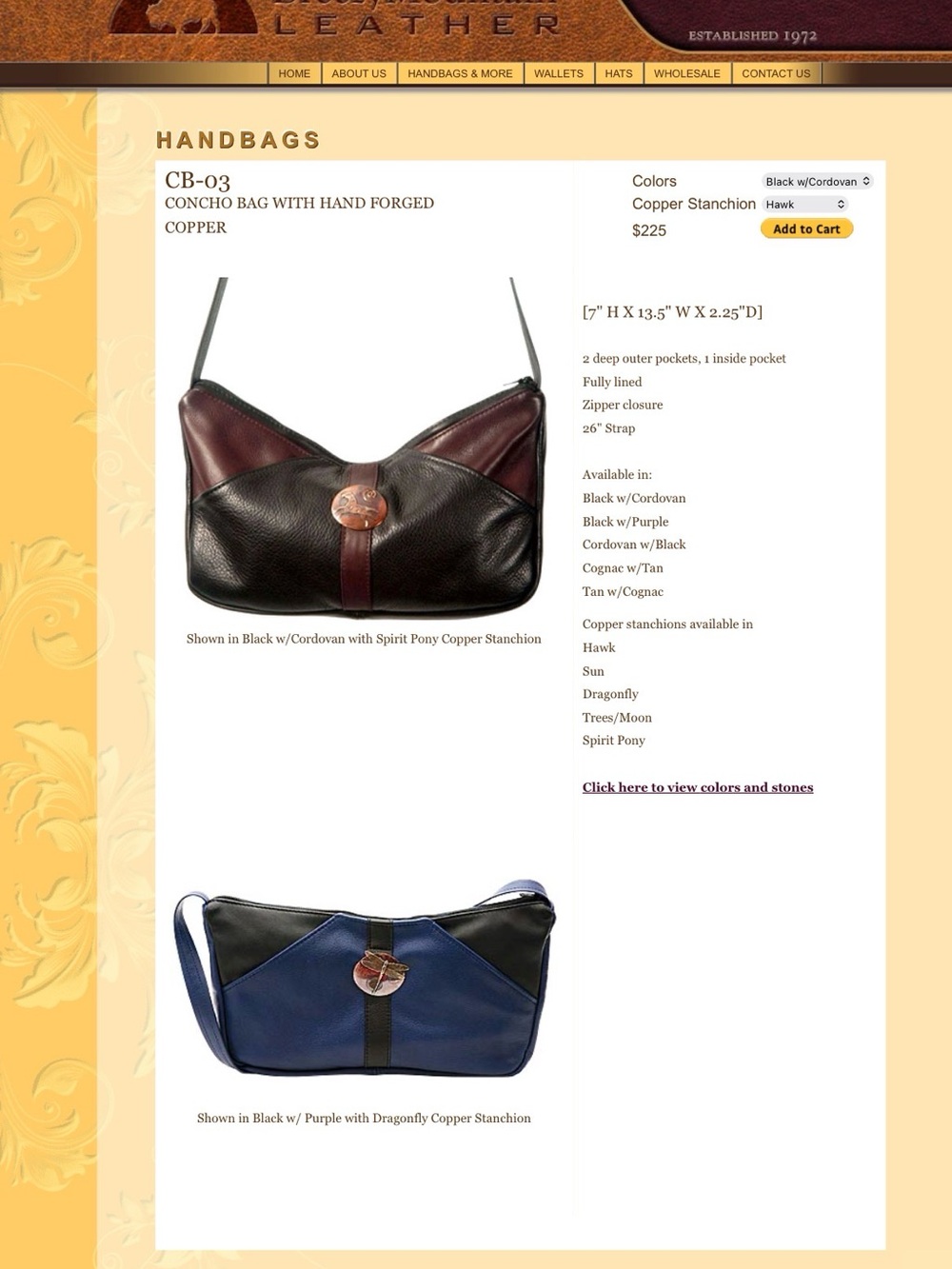 Two-Tone Handmade Leather Shoulder Bag with Copper Dragonfly Detail - Picture 16 of 16